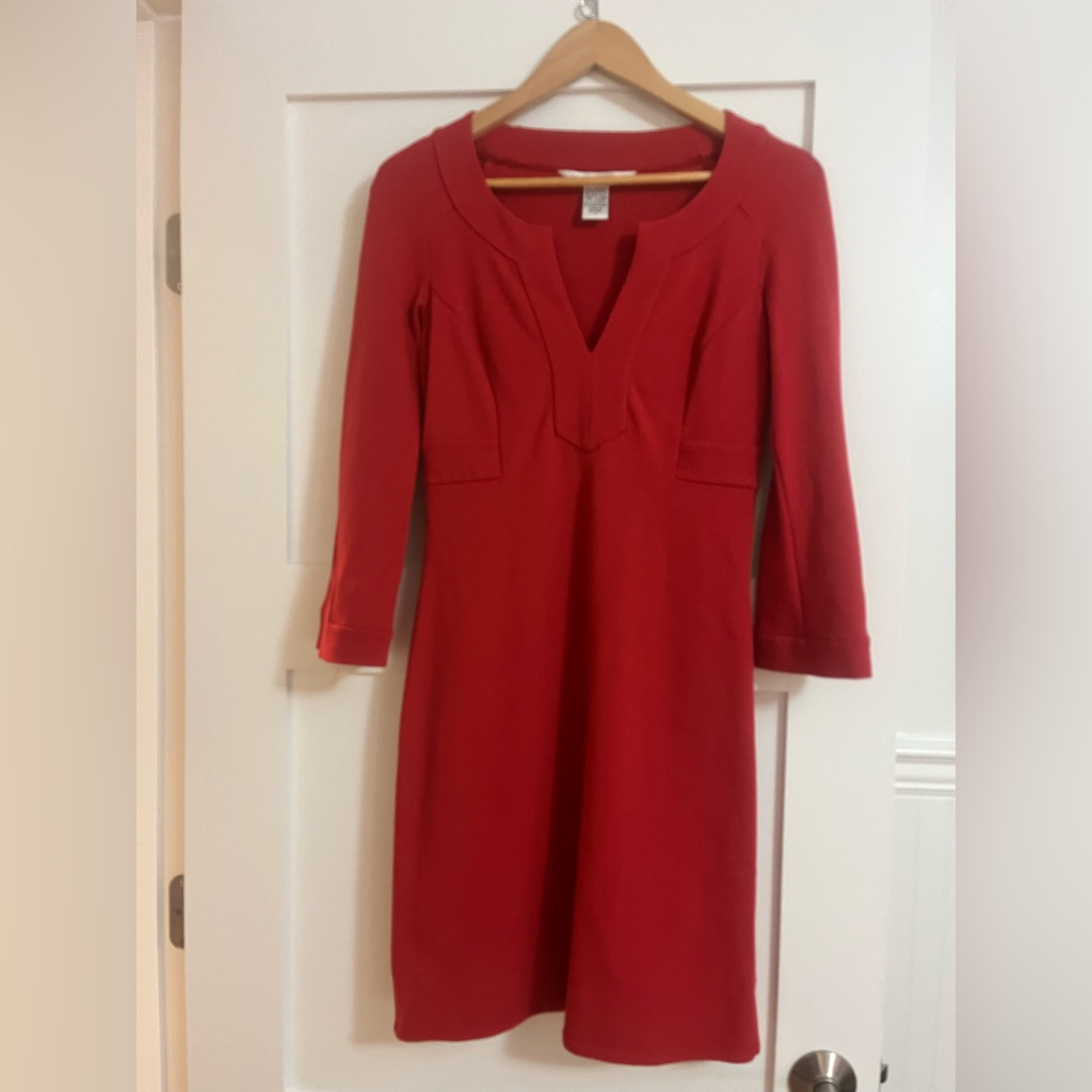 Diane Von Furstenberg Red 3/4 Sleeve Dress